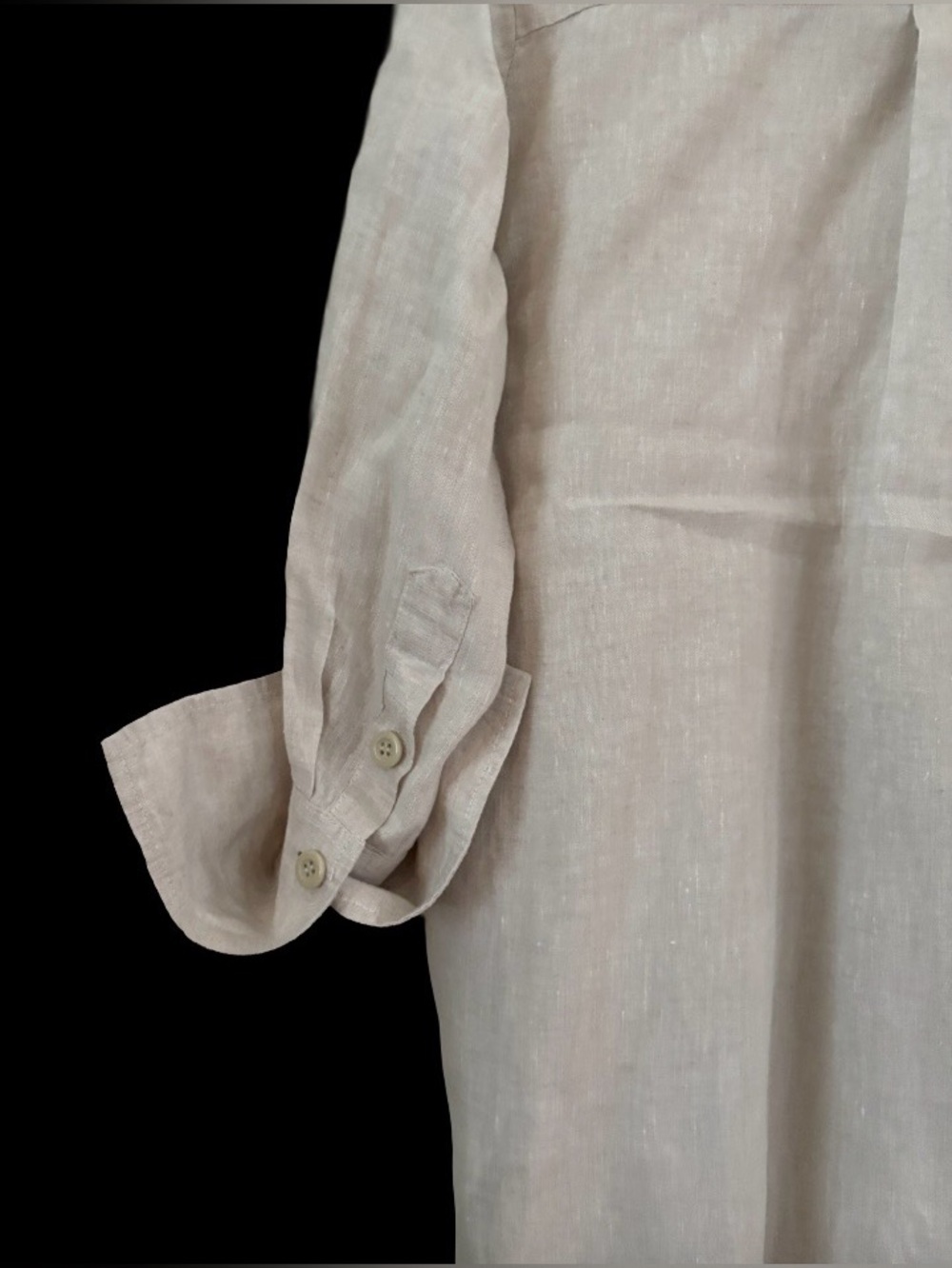 Ljc Australia 100% flax linen 3/4 slv hi lo hem shirt drss SZ S oversize luxury - Picture 9 of 9